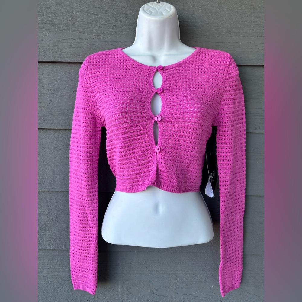 Hera Collection Pink Knit Button-Up Blouse